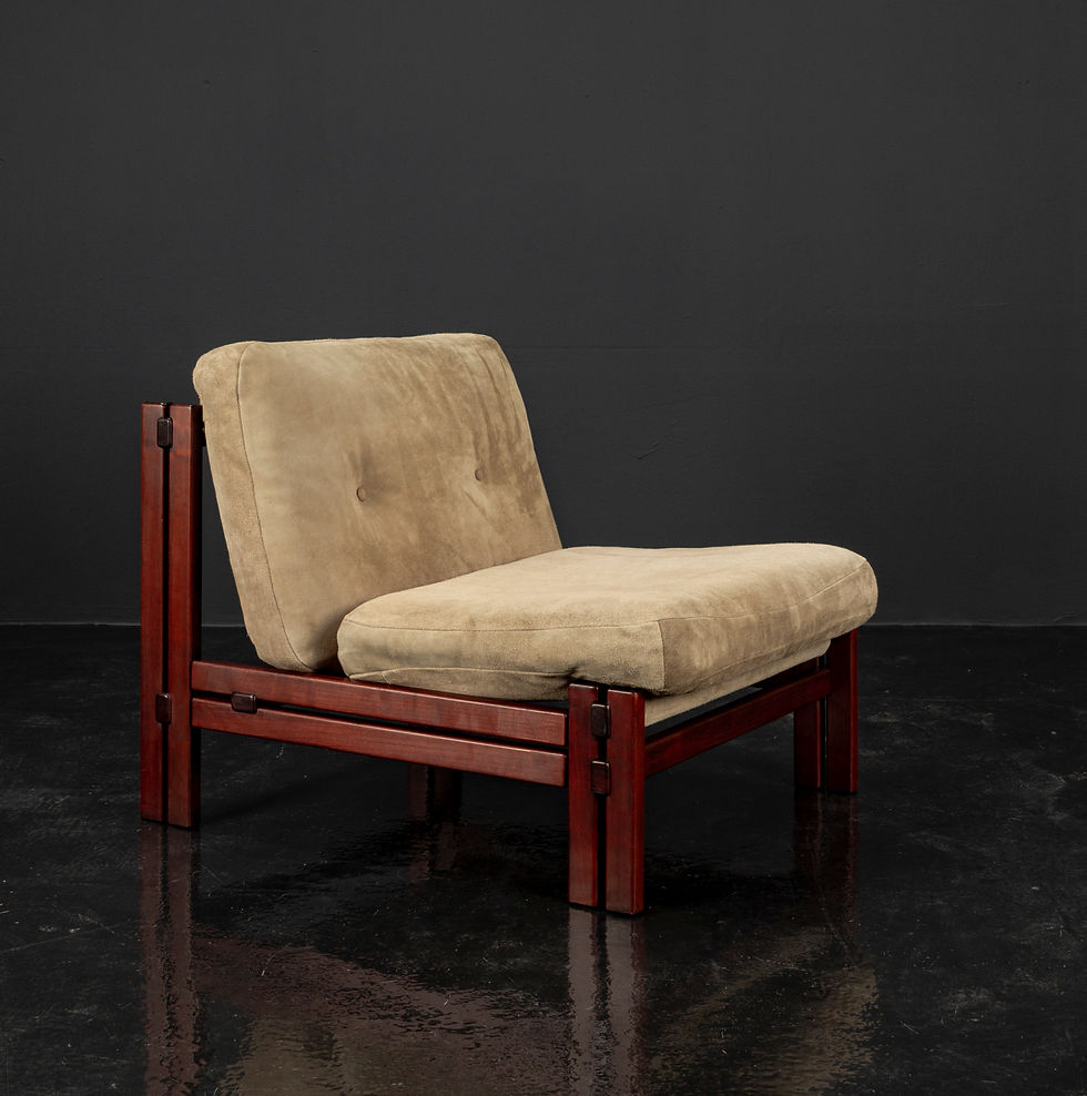 Thumbnail: BRUTALIST LOUNGE CHAIRS BY CARL STRAUB IN PINE AND LEATHER 60S, SET OF 5