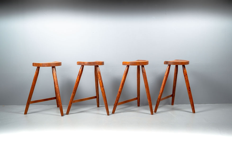 Thumbnail: AMERICAN STUDIO BAR STOOL IN PINE 1960S, SET OF 4