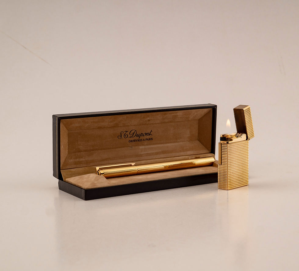 Thumbnail: LIGHTER AND VERMEIL PISTON FOUNTAIN PEN FROM S.T. DUPONT