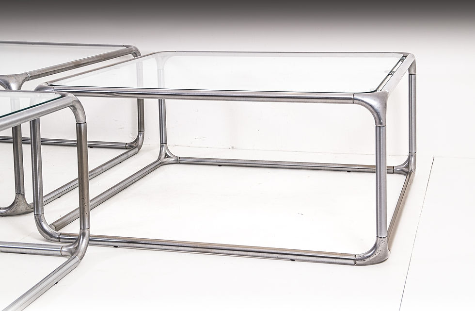 Thumbnail: RARE LOUNGE COFFEE TABLE  GLAS & METAL 1970s
