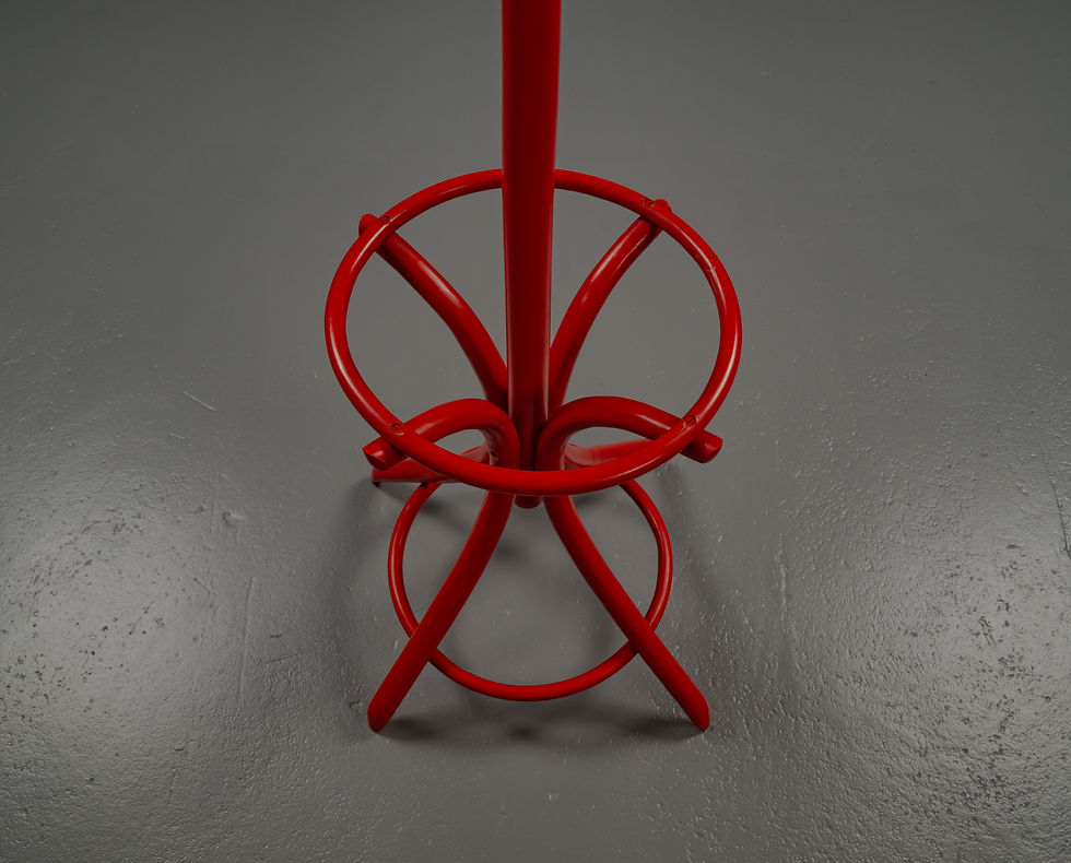 Thumbnail: RED THONET STYLE BEECH COAT RACK, 1980S
