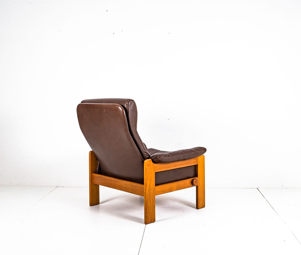 Thumbnail: SKIPPER MOBLER, LEATHER ARMCHAIR IN TEAK, MODEL ATLAN