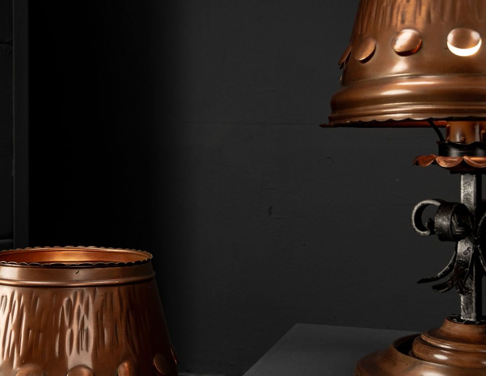 Thumbnail: Copper Table Lamp Set Made of Cast Iron 1960s