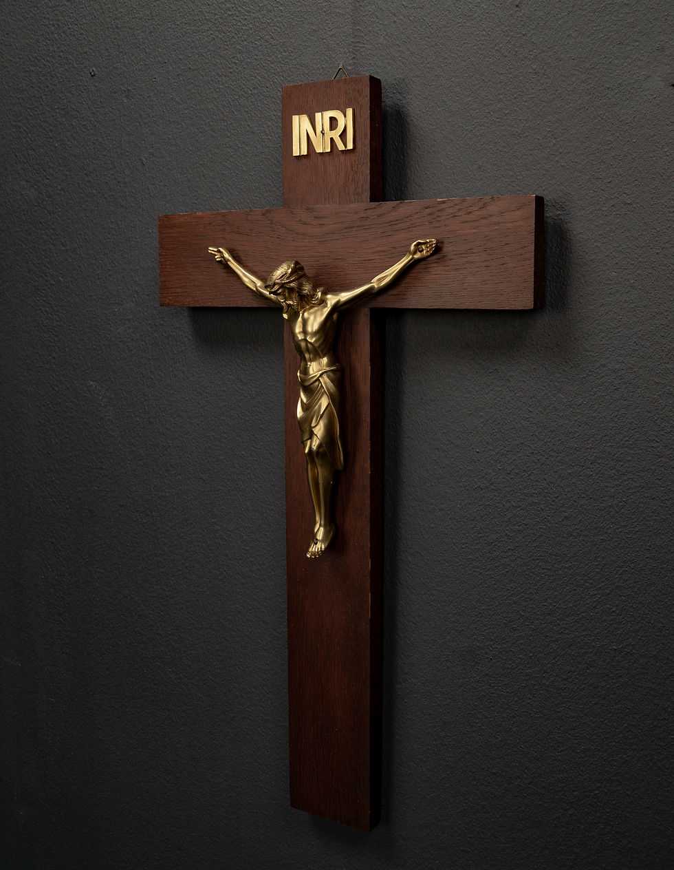 Thumbnail: BRUTALIST WOODEN CROSS WITH CHRIST FIGURE, 1950s