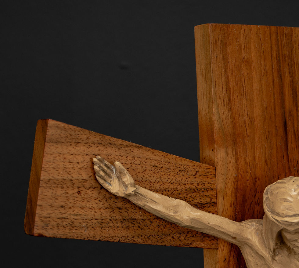 Thumbnail: BRUTALIST WOODEN CROSS WITH CHRIST FIGURE, 1950s