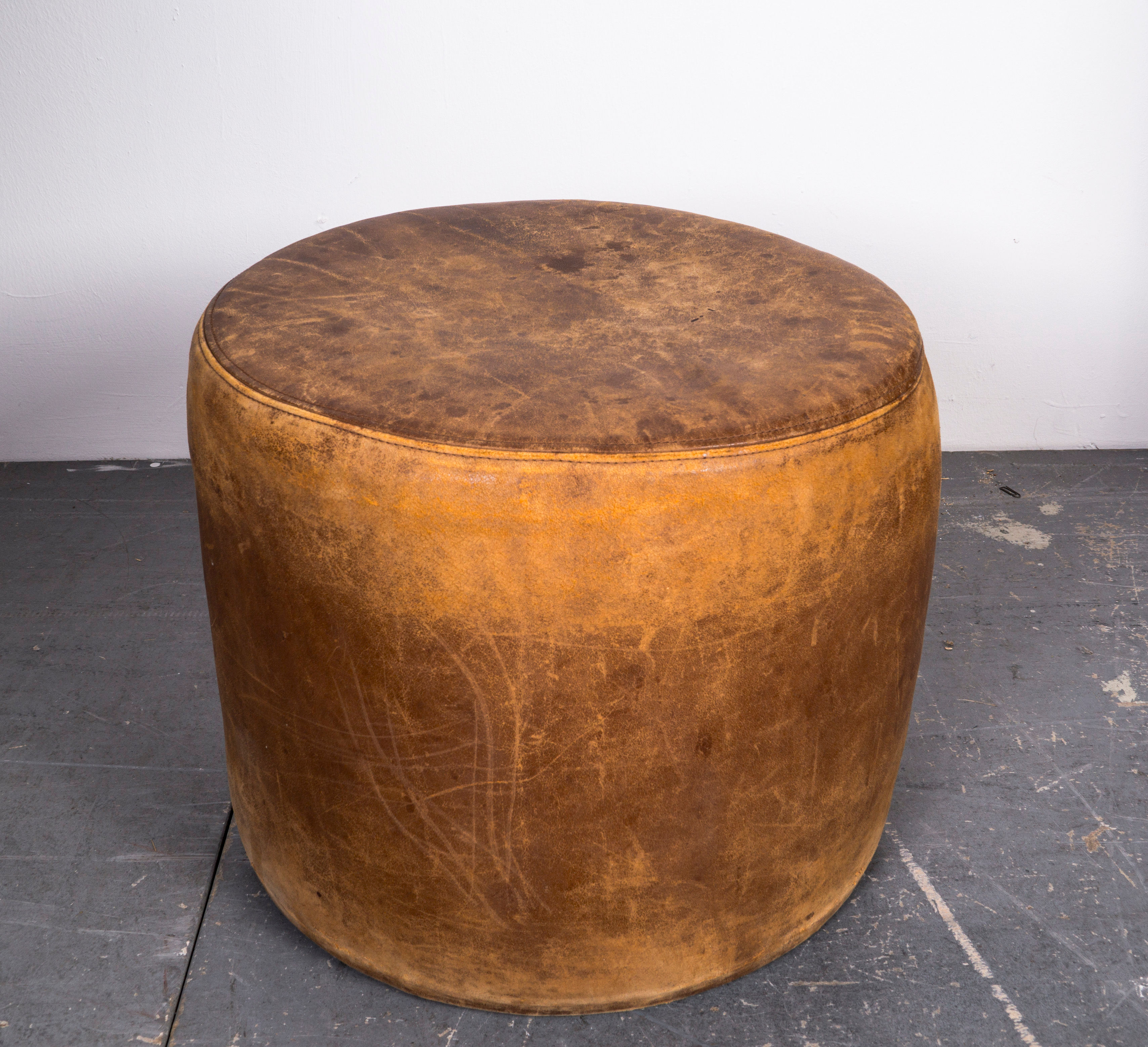 VINTAGE LEATHER STOOL 1980