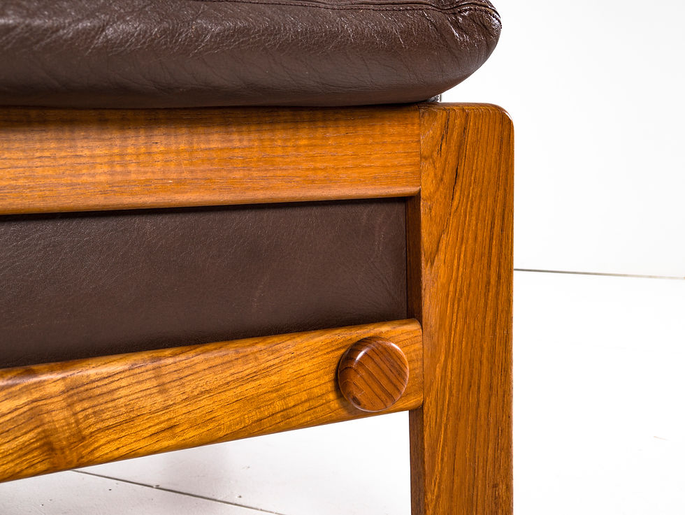 Thumbnail: SKIPPER MOBLER, LEATHER ARMCHAIR & STOOL FROM IN TEAK, MODEL ATLANTA, 1980