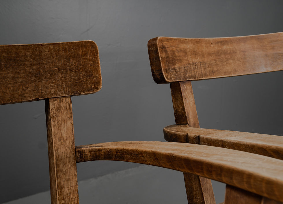 Thumbnail: BRUTALIST 3KP SIDE CHAIRS IN OAK, 1950S​​​​​​​