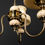 Thumbnail: THREEFLAME GOLDEN CEILING LIGHT WITH GLASS SHADES AND MARBLE FROM VEB NARVA