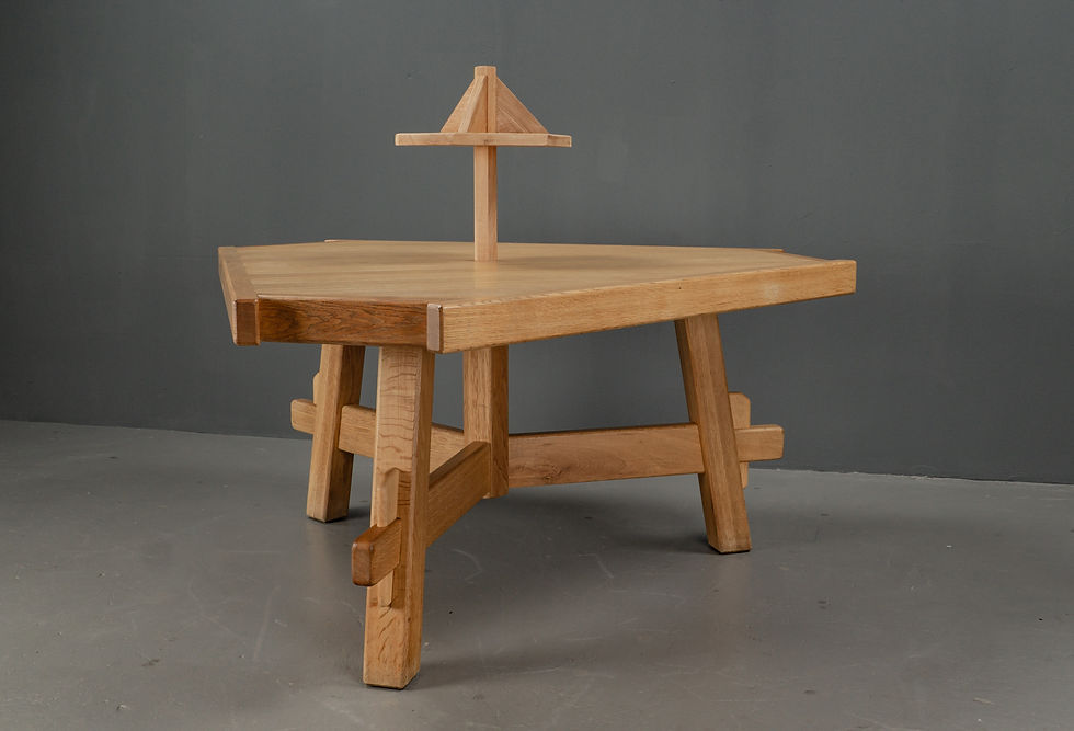 Thumbnail: BRUTALIST CHAIRS & LARGE DINING TABLE WITH ETAGERE FROM THE NETHERLANDS 1960s