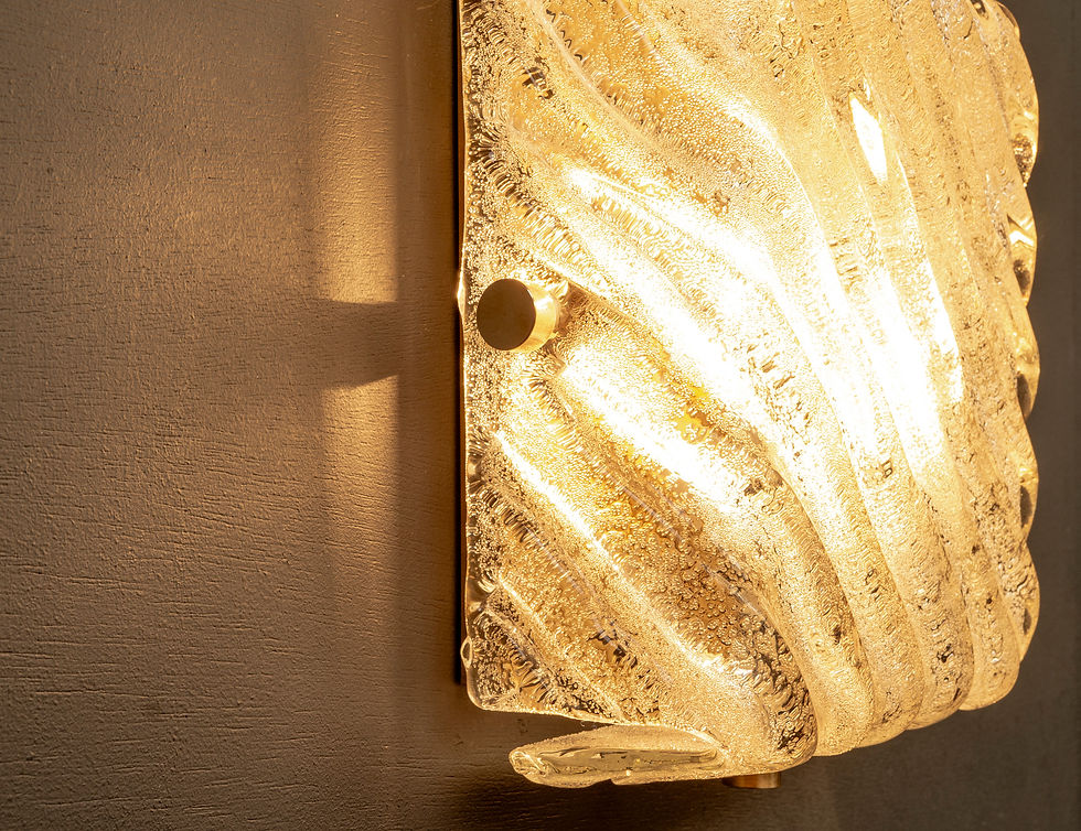 Thumbnail: WALL LIGHT BY EGON HILLEBRAND IN ICE GLASS AND GOLD FROM THE 1960s