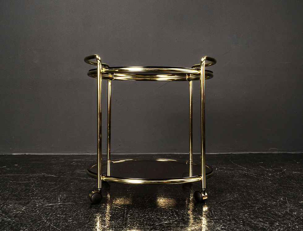 Thumbnail: GILT METAL BAR CART WITH SMOKED GLASS TOP, 1960S​​​​​​​