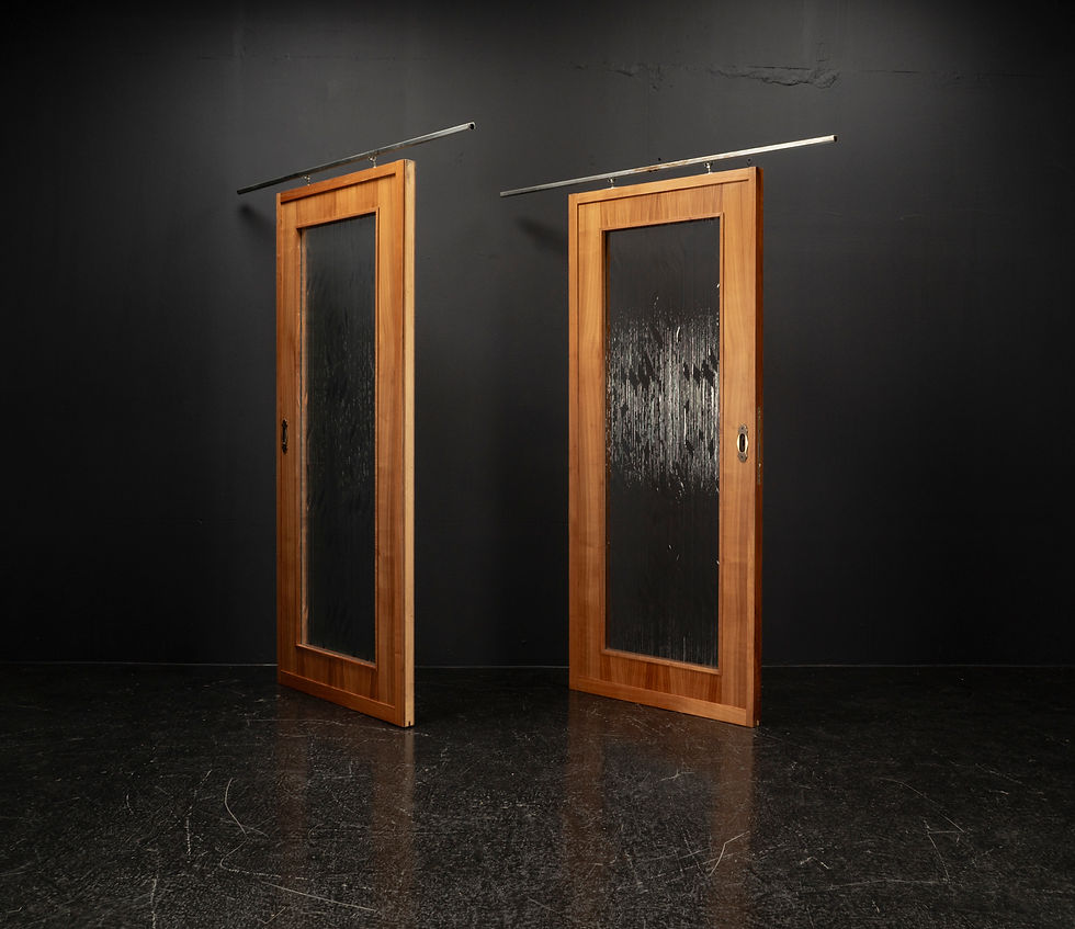 Thumbnail: MID CENTURY WALNUT & MAHOGANY SLIDING DOORS, 1960S, SET OF 2​​​​​​​