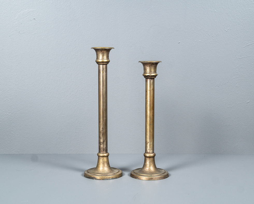 Thumbnail: EMPIRE BRASS & SILVERPLATED CANDLESTICK, FRANCE, SET OF 2​​​​​​​