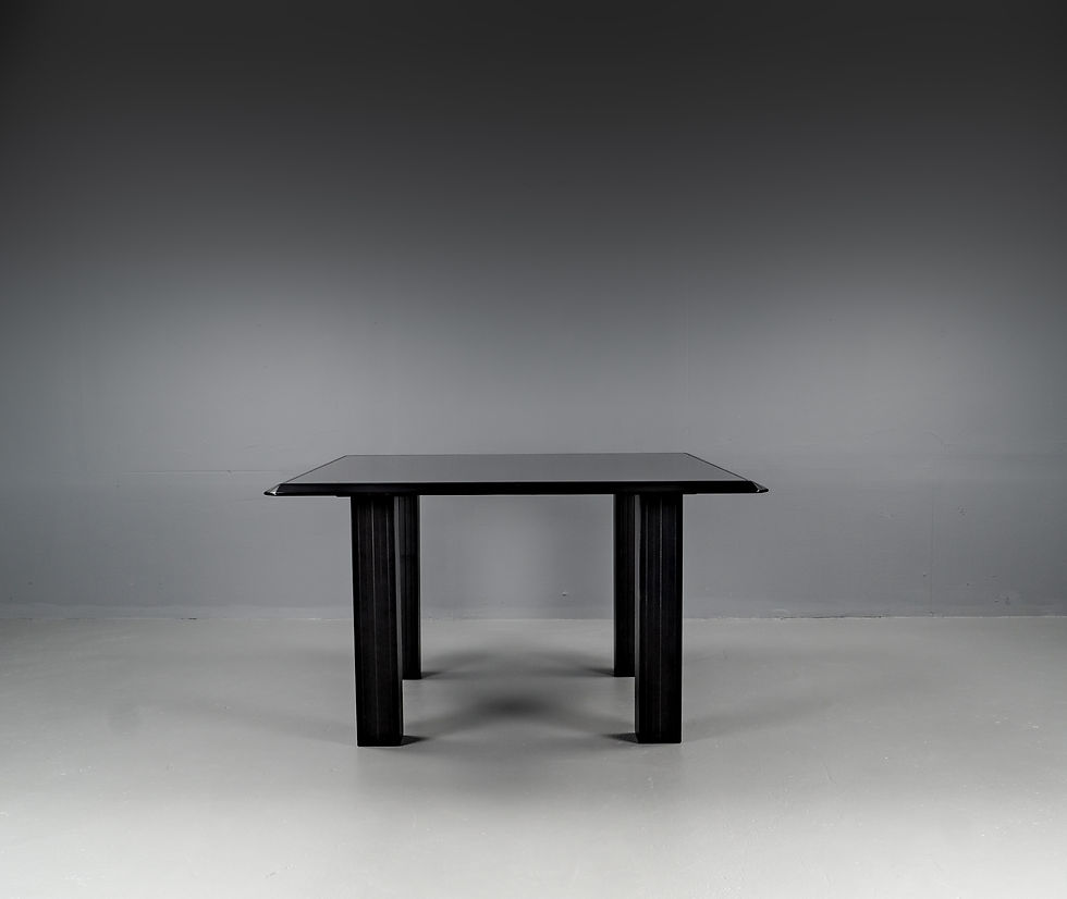 Thumbnail: UMBERTO ASNAGO BLACK DINING TABEL AND CHAIRS 80s