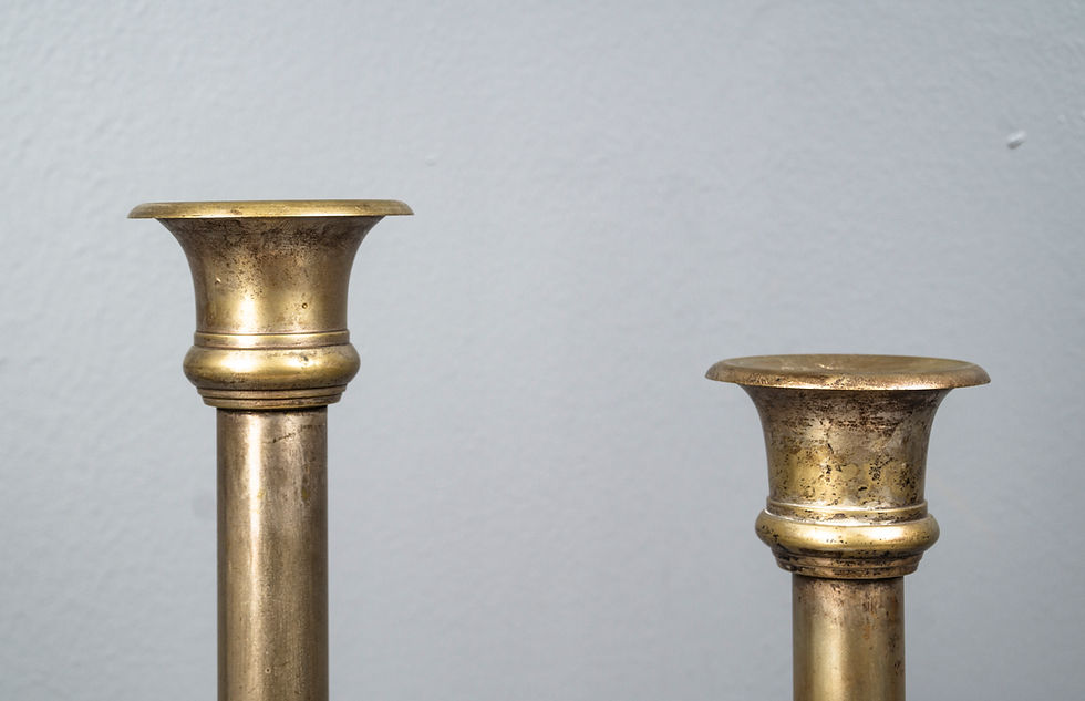 Thumbnail: EMPIRE BRASS & SILVERPLATED CANDLESTICK, FRANCE, SET OF 2​​​​​​​