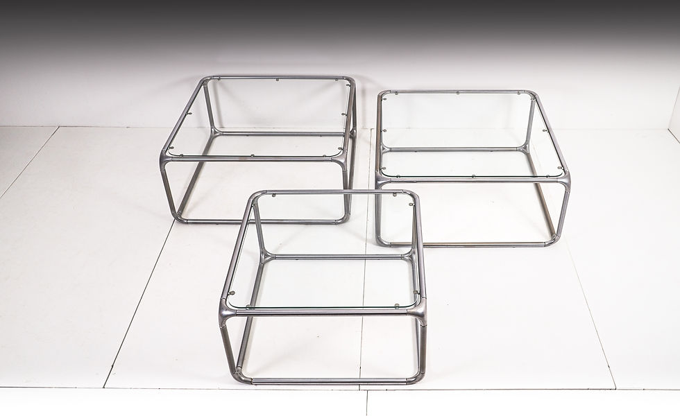 Thumbnail: RARE LOUNGE COFFEE TABLE  GLAS & METAL 1970s