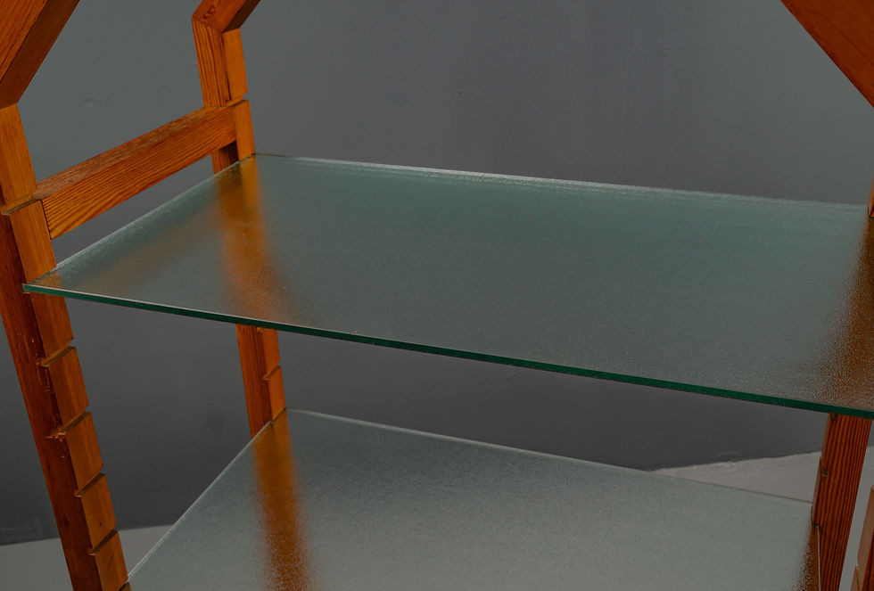 Thumbnail: POSTMODERN HOLLYWOOD REGENCY PINEWOOD & GLASS ETAGERE, 1980S​​​​​​​