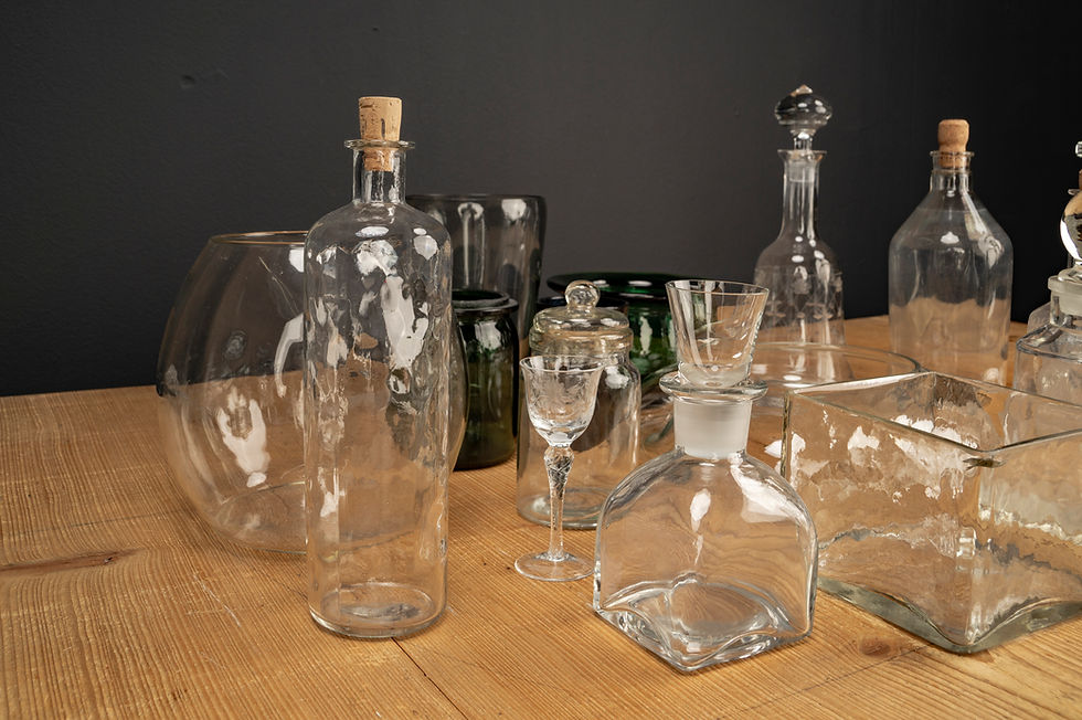 Thumbnail: LARGE GLASS BOWLS, BOTTLES, AND CARAFES, EUROPE, 1900S, SET OF 16​​​​​​​
