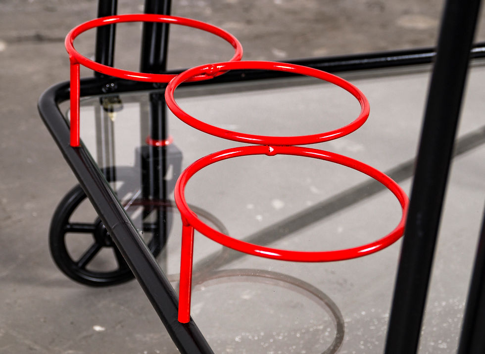 Thumbnail: BLACK AND RED CONTEMPORARY BAR CART IN MEMPHIS DESIGN.