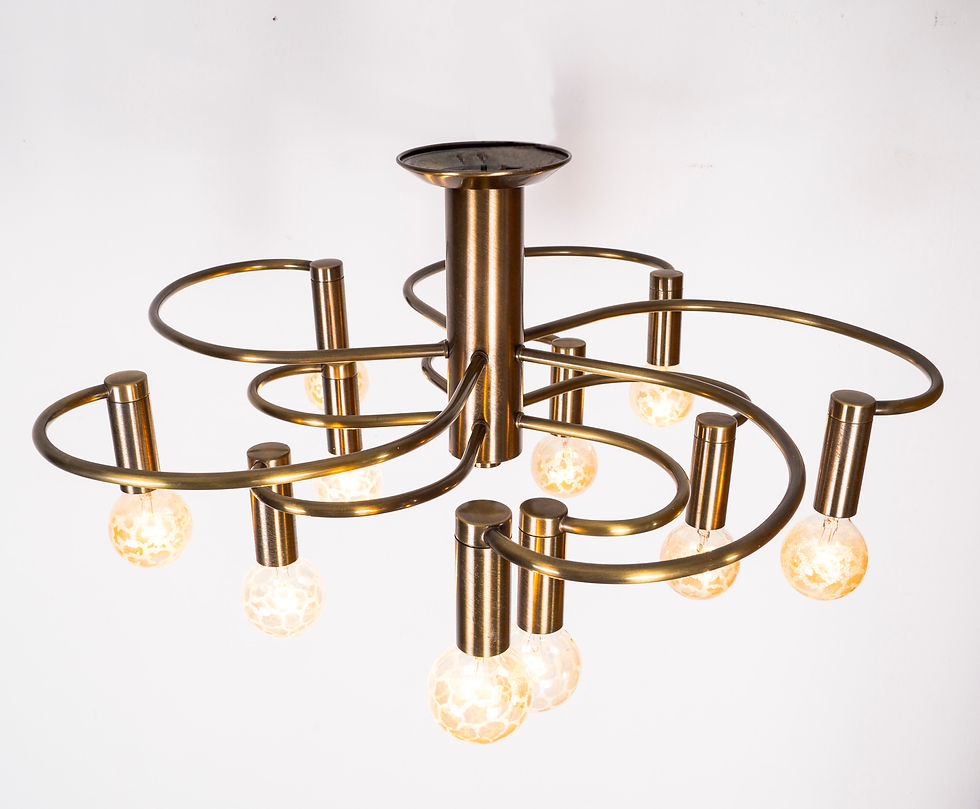 Thumbnail: BRASS CHANDELIER IN STYLE BY GAETANO SCIOLARI, 1970s
