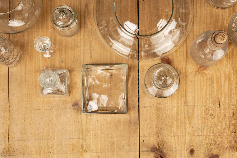 Thumbnail: LARGE GLASS BOWLS, BOTTLES, AND CARAFES, EUROPE, 1900S, SET OF 16​​​​​​​