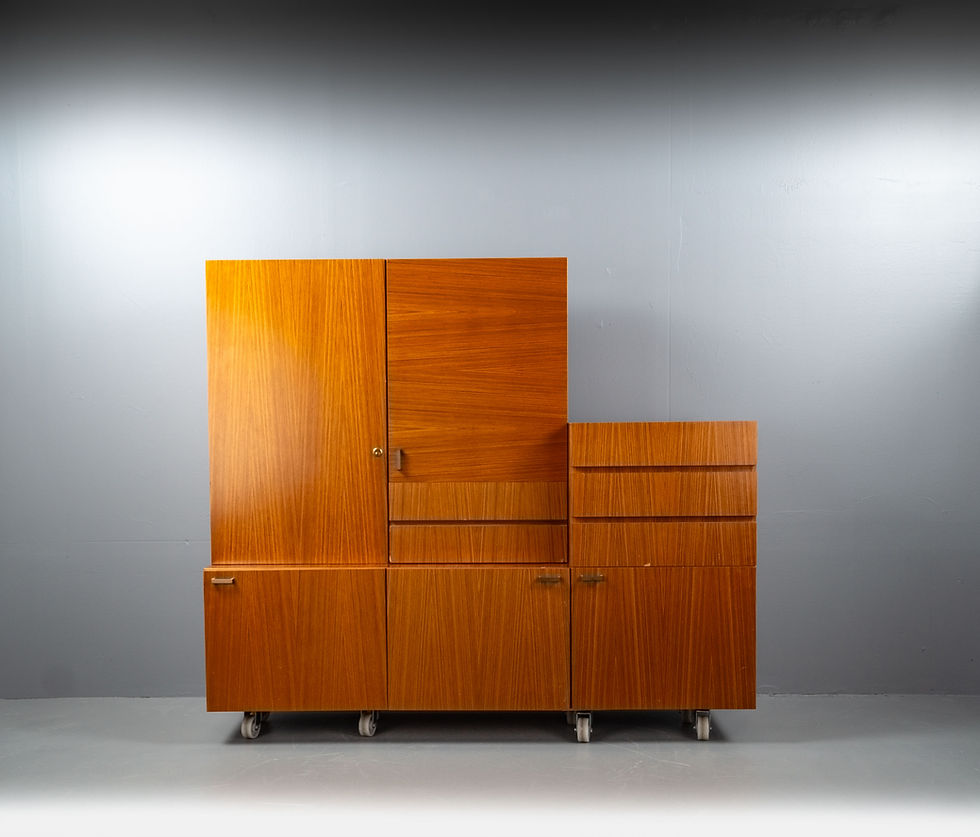 Thumbnail: MID-CENTURY BOOK BY MÖBELFRABIK HERFORD CASE SHOWCASE MODULAR  CASE 5 PICE SET