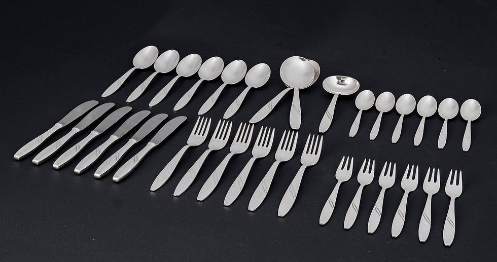 Thumbnail: SILVER PLATED CUTLERY SET FOR 6, 1950S, SET OF 33