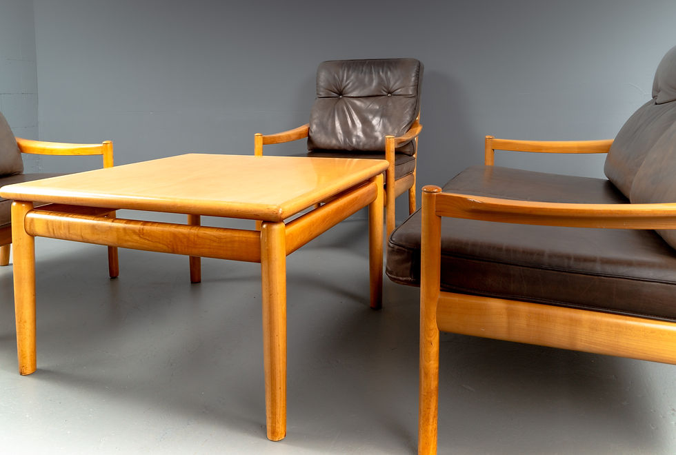 Thumbnail: ANTIMOTT LIVING ROOM IN BROWN LEATHER IN ALDERWOOD BY WALTER KNOLL/ WILHELM KNOL