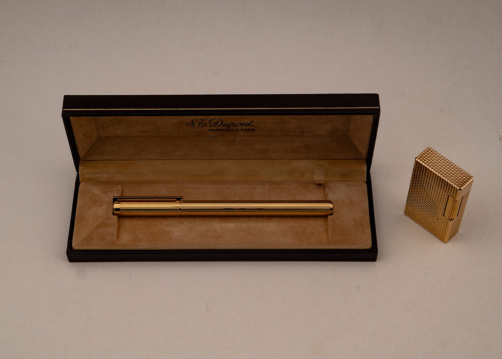 Thumbnail: LIGHTER AND VERMEIL PISTON FOUNTAIN PEN FROM S.T. DUPONT