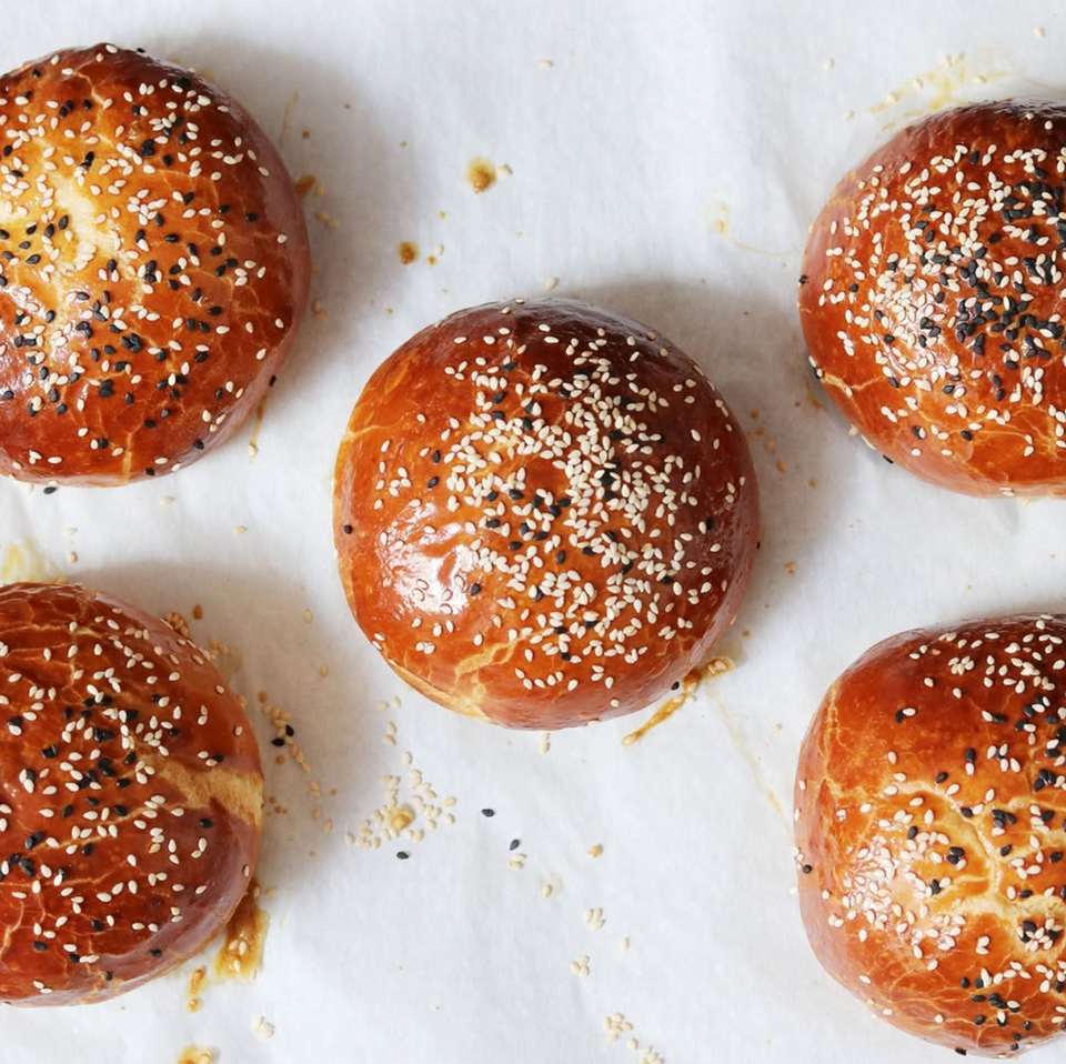 Sesame seed brioche buns