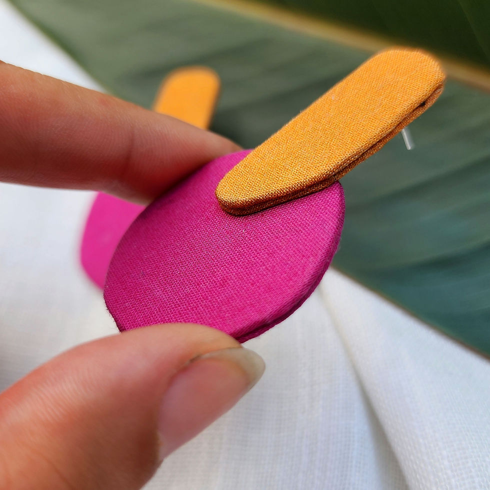Miniatura: Brinco Dual – Pink e Mostarda