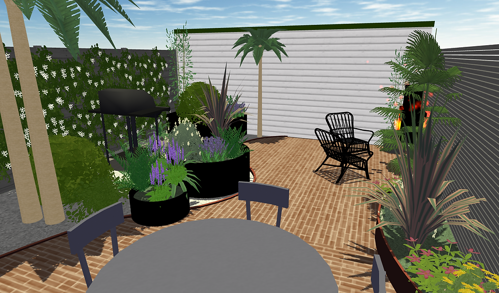 Large plants can make a space feel smaller. Focus on big leaves and architectural shapes for the biggest impact rather than cluttering the planting with lots of small speicies.