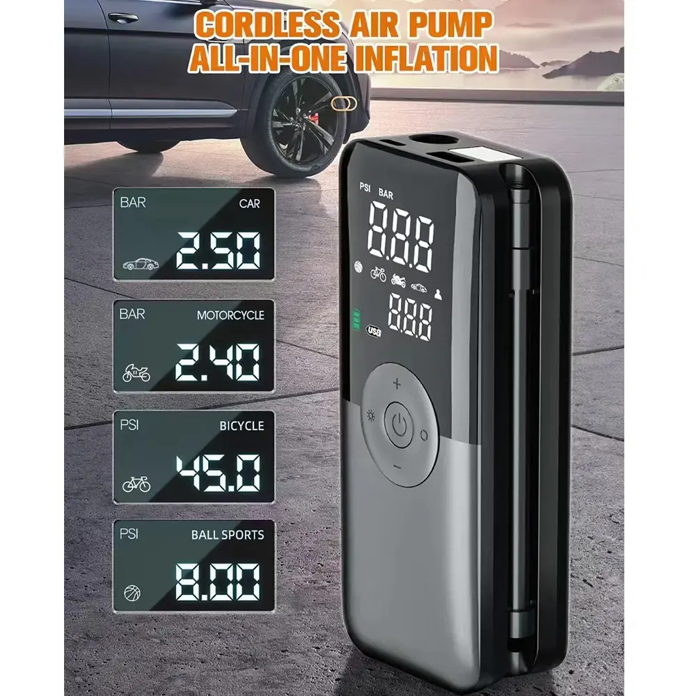 Portable Smart Tire Inflator - 150 PSI Digital Air Pump with Powerbank
