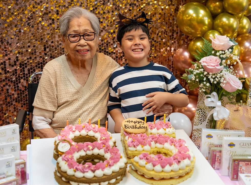 Grandmother and child at a Milestone Event Services 85th birthday.