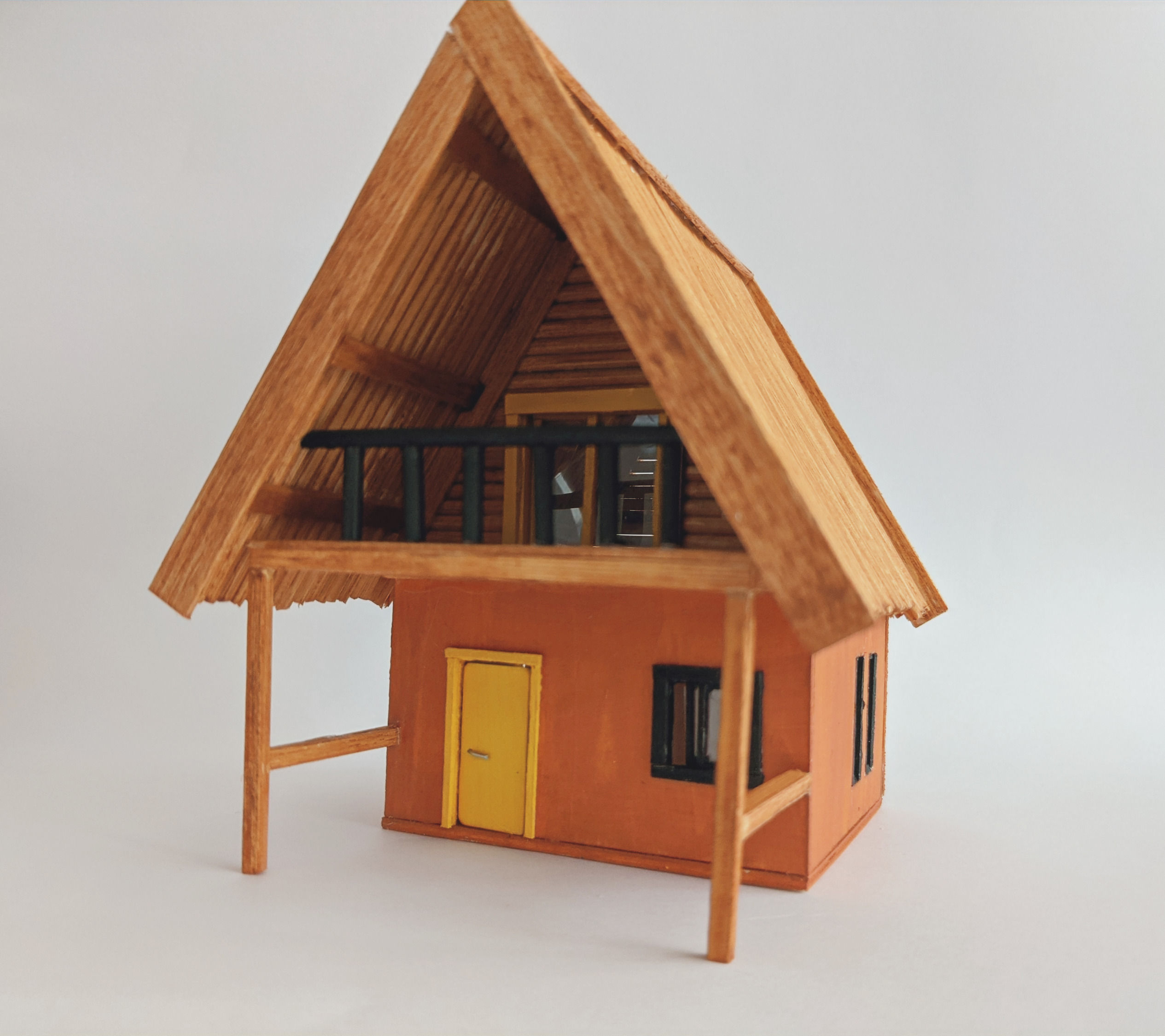 בקתת עץ עם מרפסת