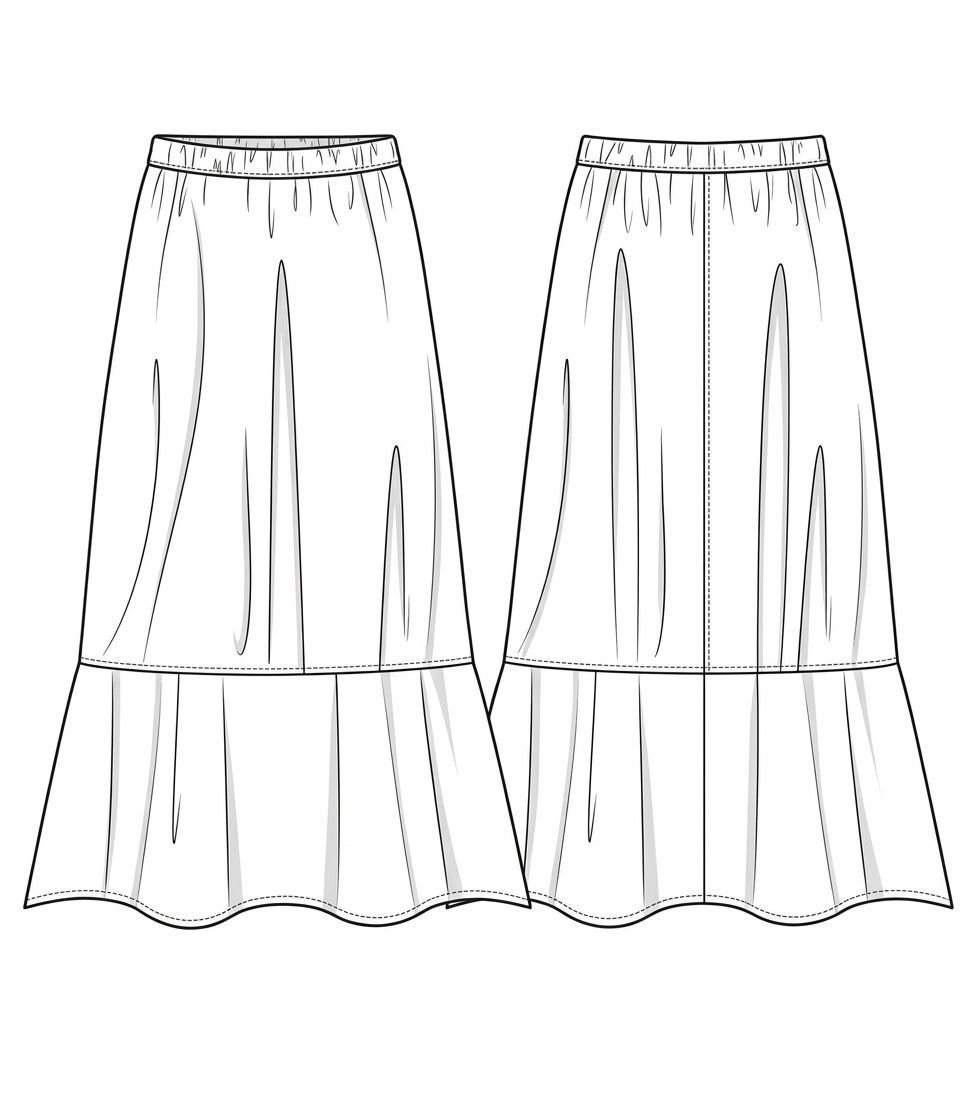 Miniatura: Cartamodello Gonna con Balza – Vita Elastica – PDF 0024