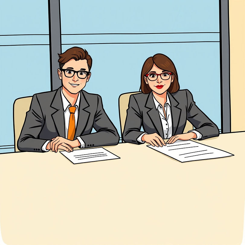 Two clients signing legal documents.