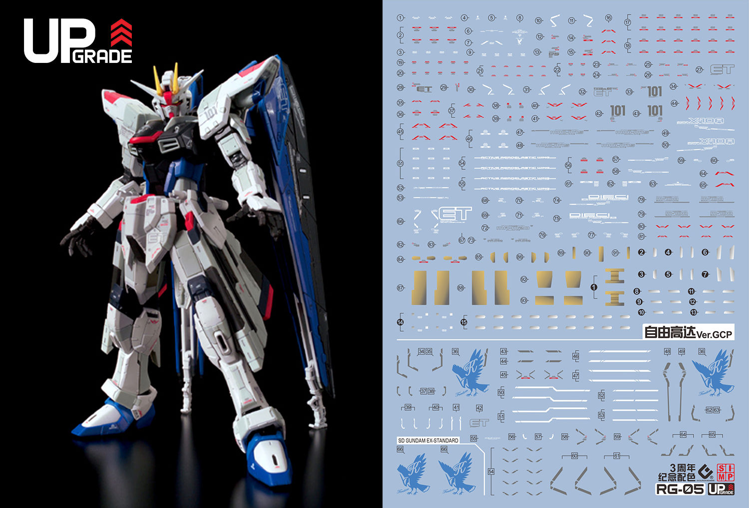 EVO Monster 高清版 RG 1/144 自由高達上海版 Ver.GCP 專用水貼