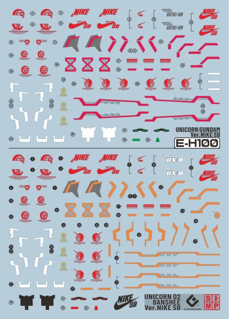 縮圖：[特別訂購] EVO HG 1/144 Nike 版獨角獸高達專用水貼