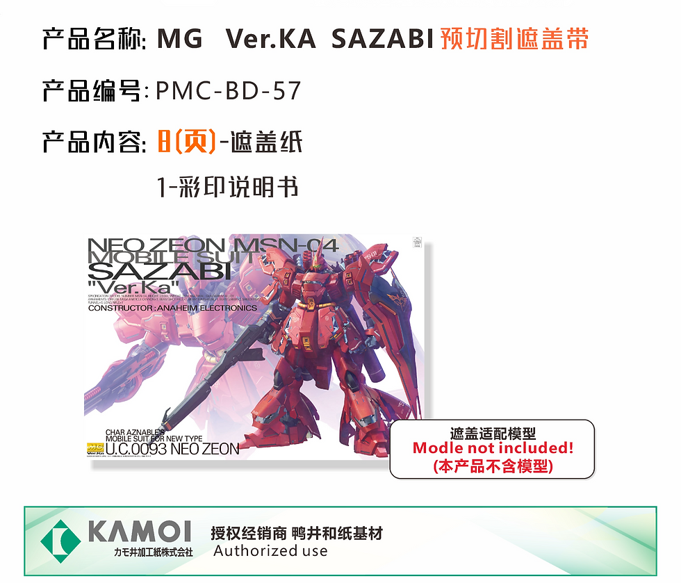 縮圖：[特別訂購] TAS 沉迷者 MG 1/100 卡版沙薩比 Sazabi Ver.Ka 預切割遮蓋帶
