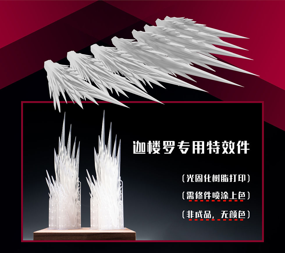 縮圖：[特別訂購] TAS 沉迷者 3D 印製 HG 1/144 迦樓羅 神鳥 黑騎士小隊 Black Knight Squad Cal-re.A 透明光翼特效件