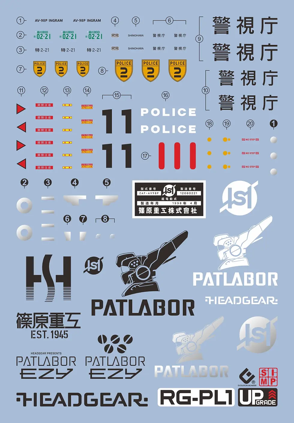 縮圖：[特別訂購] EVO Monster RG 機動警察 英格拉姆 AV-98Pluse 專用水貼