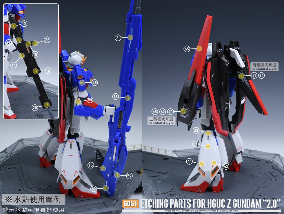 縮圖：[特別訂購] Madworks AW9 HG 1/144 Z 高達 Zeta Gundam 細節蝕刻片+水貼套裝 S051