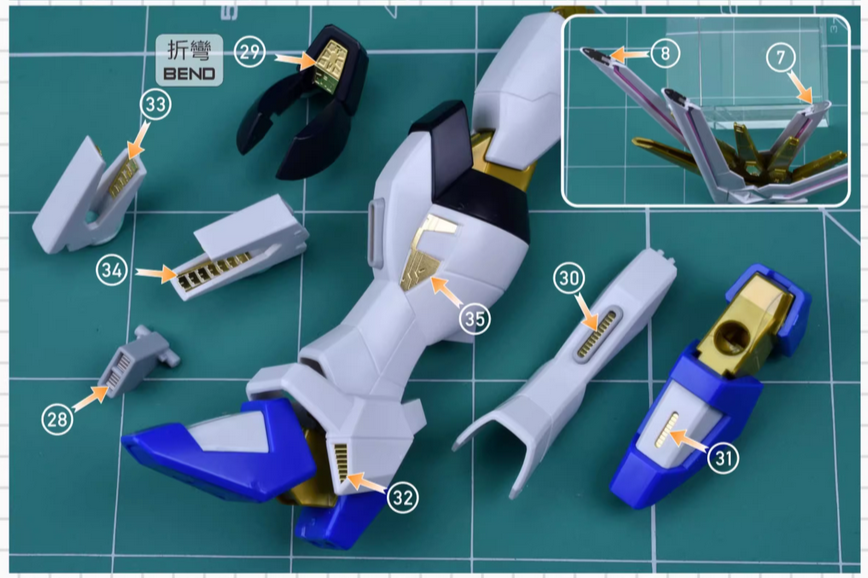 縮圖：Madworks AW9 HG 非凡強襲自由高達 Mighty Strike Freedom Gundam 細節蝕刻片+水貼套裝 S063G