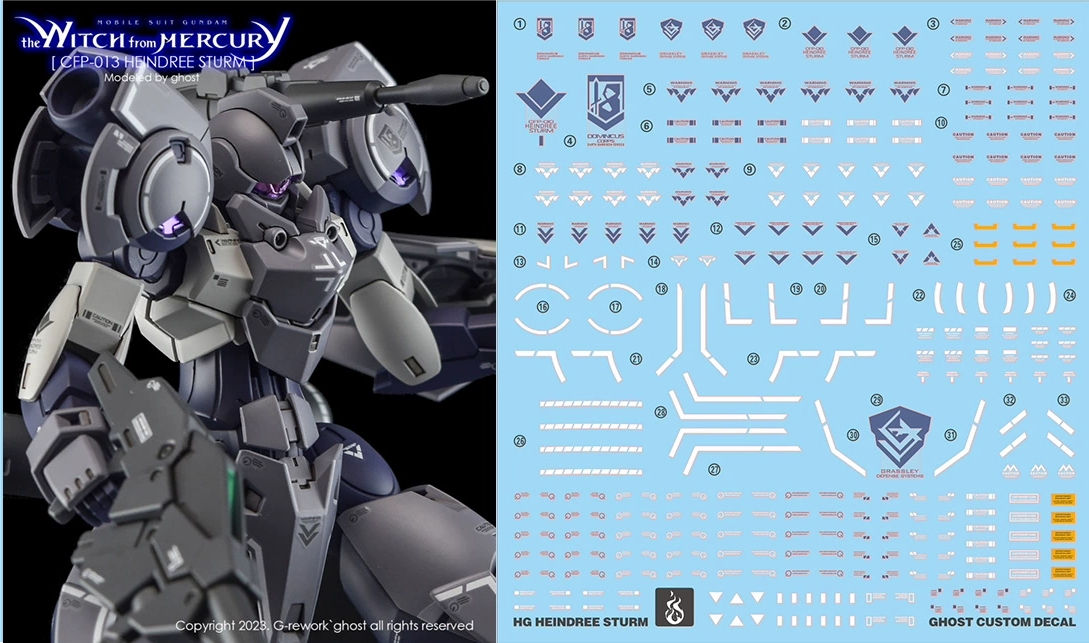 炎特別版 HG 1/144 水星的魔女 海因托利斯特姆 Heindree Sturm 專用水貼