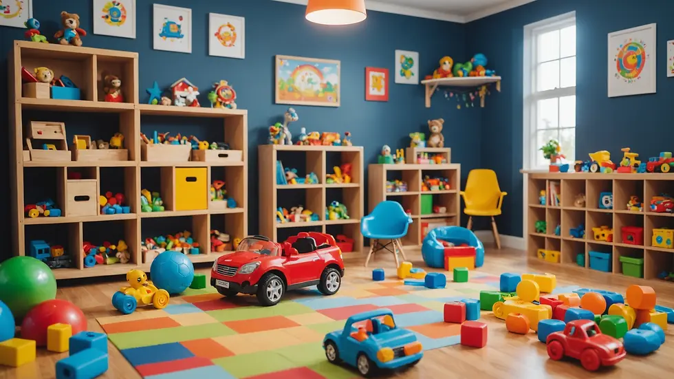 Eye level view of an educational playroom filled with toys