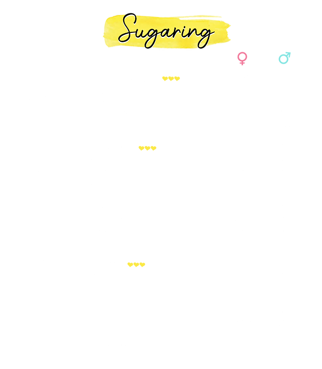 sugaring, barenaked pricelist,barenaked menu