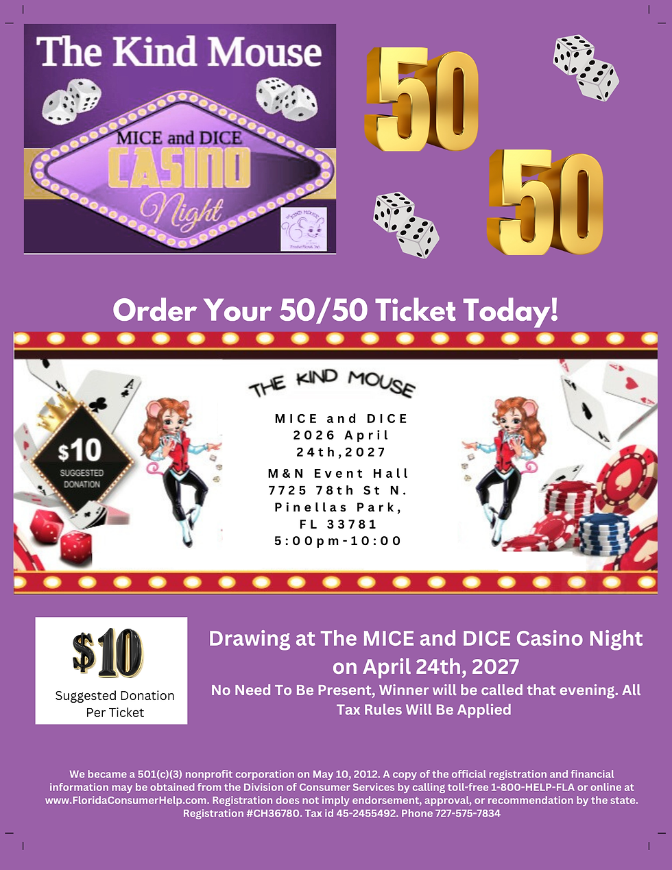 Mice and Dice 2027 50/50 Tickets