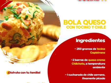 Bola de queso con tocino y chile